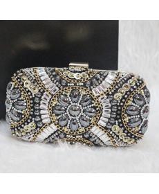 Damen Kristall Abendtasche Retro Beaded Clutch Hochzeit Diamant Perlen Tasche Strass Kleine