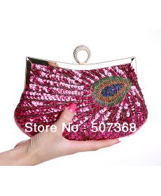 Neue Tasche Abendessen perlen pailletten pfau fingerring armband Tasche Handtasche stickerei bunte perlen Tag kupplungen