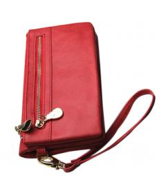 Mode Doppel Reißverschluss Damen Leder Brieftasche Doppel Reißverschluss Solide Tag Kupplungs Geldbeutel