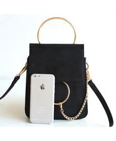 Kleine Leder Umhängetasche Armband Metall Ring Top Griff Flap Taschen Vintage Handgelenk Tasche mehrwege Mini