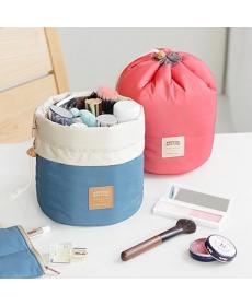 Hohe Qualität Tonnenförmige Reise Kosmetiktasche Nylon Kordelzug Elegante Trommel Waschen Taschen Makeup