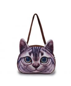 3D Matt Damen Nette Katze Druck Handtaschen Schulter Reißverschluss Polyester Student Handtasche Mädchen