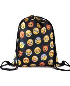 Tasche Damen Emoji Rucksack Neue Mode Damen Rucksäcke 3D Druck Kordelzug Beutel Für Herren