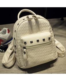 Neue Ankunft Europa Strick pu Leder Damen Rucksack Adrette Mode Niet Schultaschen 4 Farbe Metall Tasche