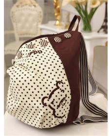 Neue Mode Damen Rucksack Kontrast Polka Dot Taste Dekoration Leinwand Umhängetasche Khaki mit Red Dot