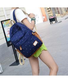 Trendy casual leinwand Rucksack Damenmode Schultaschen für mädchen dot druck Rucksack Umhängetaschen