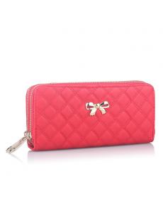 mode Damen bowknot plaid lange Doppel Reißverschluss kupplung Leder Geldbörse münze karte Tasche hoher