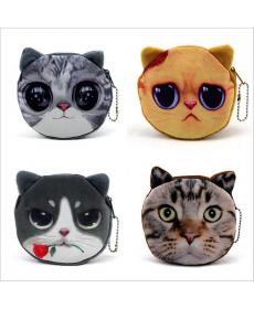 Fashion Girl Cute Tier Cartoon Gesicht Reißverschluss Münze ändern Geldbeutel Kasten Polyester Brieftasche
