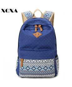 Vintage Girl School Bags For Teenagers Cute Dot Printing Canvas Women Backpack Mochila Feminina Casual Bag School