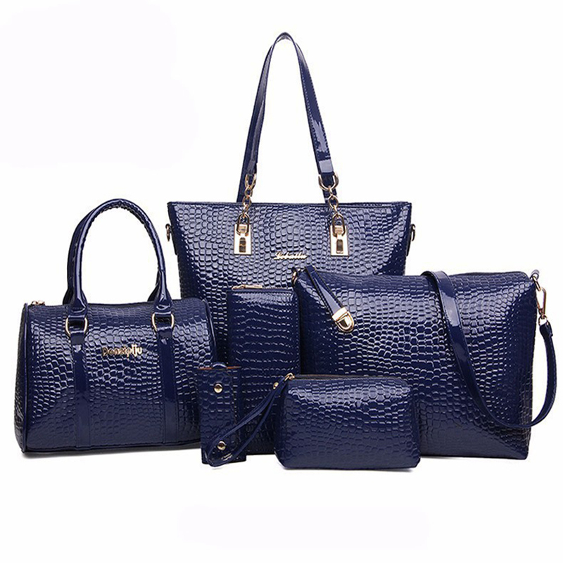 6 Beutel Krokoprägung Damen Tasche Stein Damen Handtasche Pu Leder Umhängetasche Damen Messenger Bags Damen