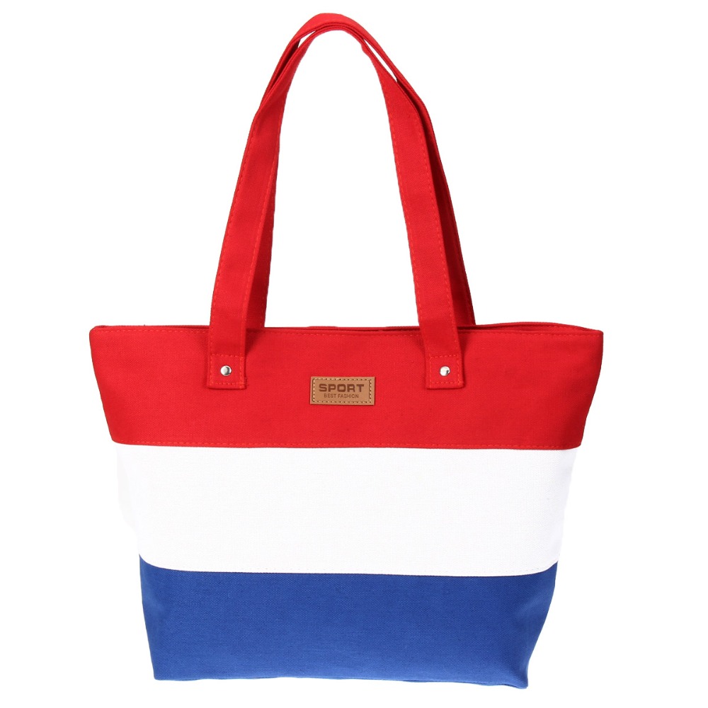 Damen Damen Streifen Leinwand Umhängetasche Neue Heiße Umhängetasche Sommer Strand Handtasche Taschen