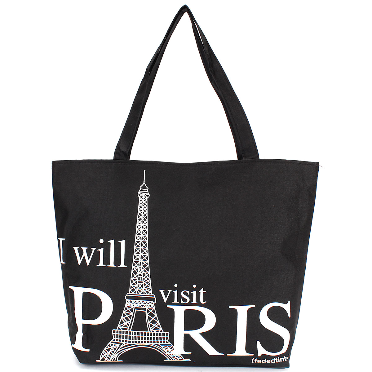 Große Raum Damen Leinwand Handtasche Zipper Einkaufs Umhängetasche Paris Eiffelturm Muster Mädchen