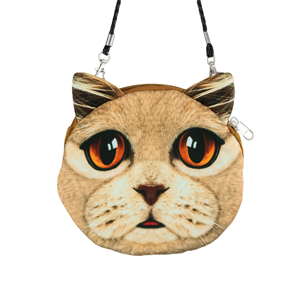 Damen niedlichen mini Tasche katze gesicht cartoon drucken Umhängetasche Reißverschluss crossbody Tasche
