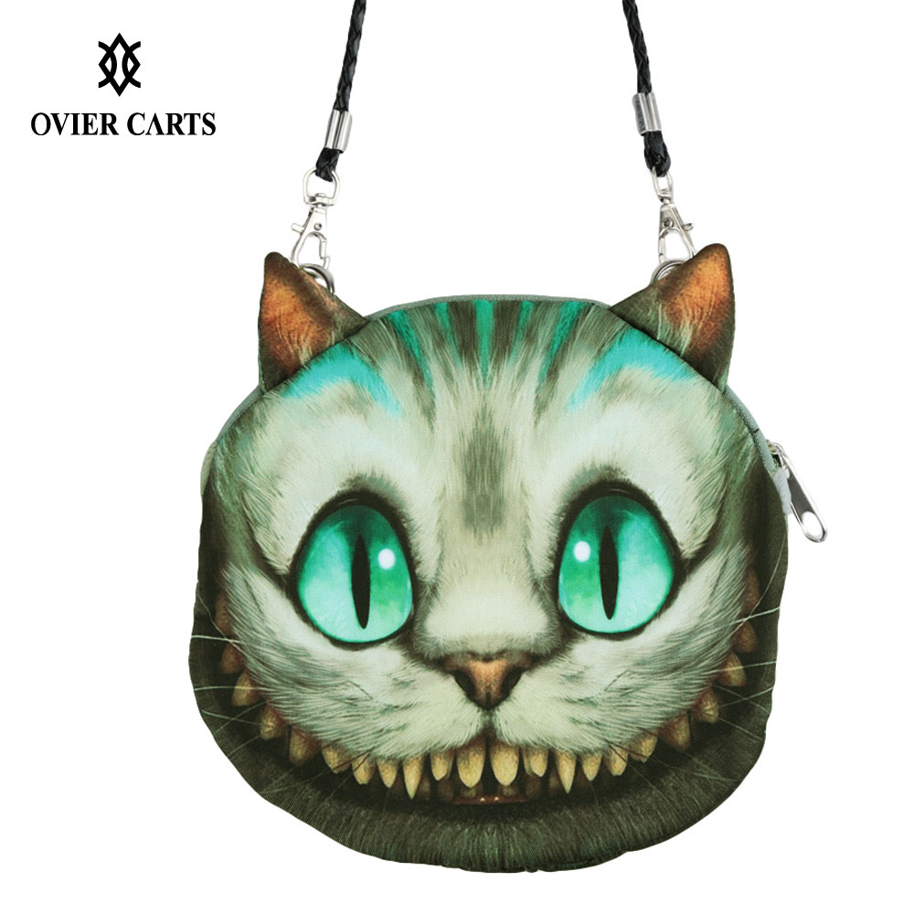 Damen niedlichen mini Tasche katze gesicht cartoon drucken Umhängetasche Reißverschluss crossbody Tasche