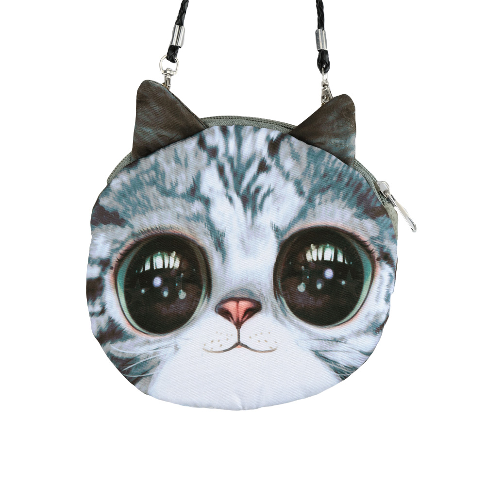 Damen niedlichen mini Tasche katze gesicht cartoon drucken Umhängetasche Reißverschluss crossbody Tasche