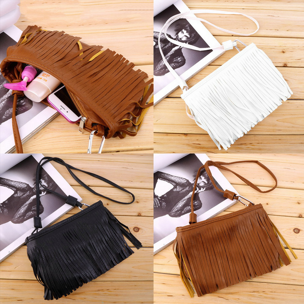 Mode Damen Punk Satchel Quaste Suede Fringe Shoulder Messenger Umhängetasche Damen Mini Kleine Lässige Pu Leder