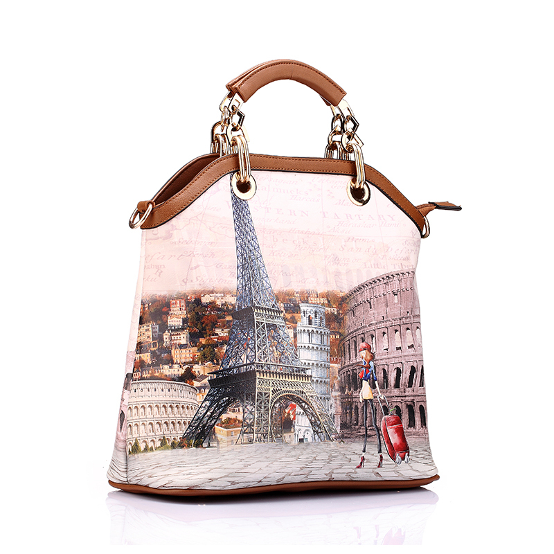 Neue marke gedruckt vintage Handtasche pu Leder Damen medium großen Tragetaschen weibliche crossbody Tasche