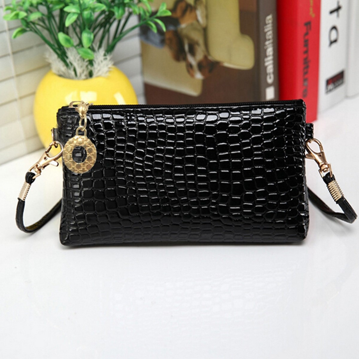 Damen Tag Kupplung Steinmuster PU Leder Mädchen Kleine Umhängetasche Messenger Abendtasche Handtasche