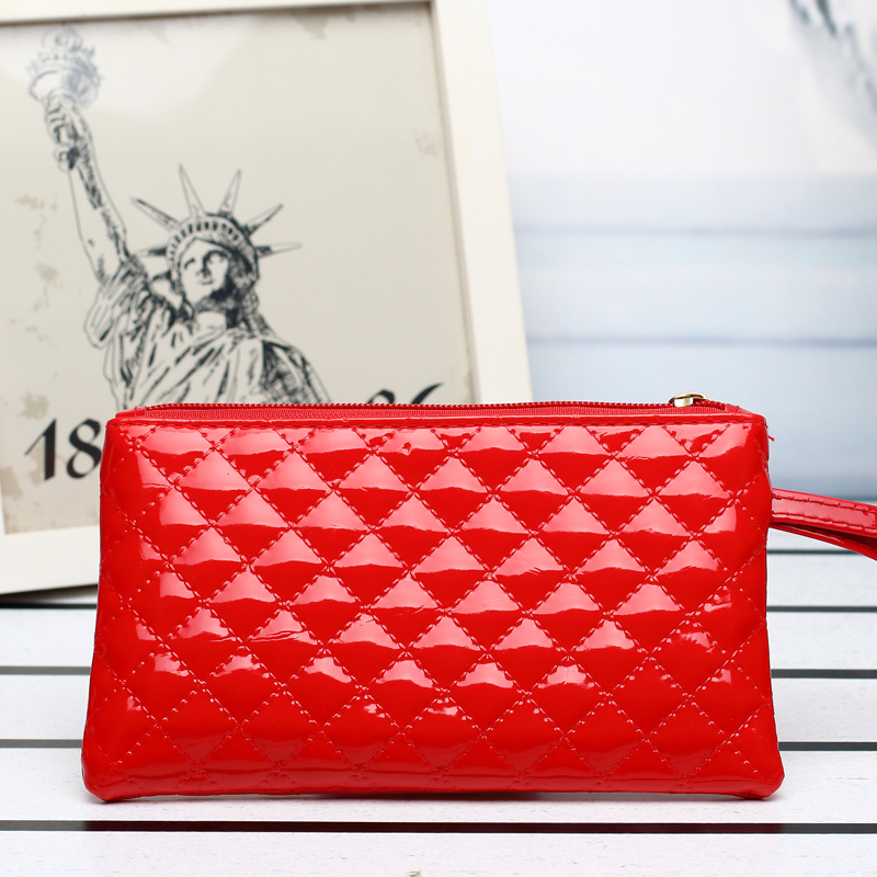 Neue Mode Damen Handtasche Pu Leder Handschlaufe Reißverschluss Geldbörsen Beiläufige Geldbörse