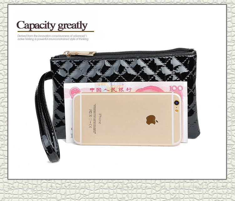 Neue Mode Damen Handtasche Pu Leder Handschlaufe Reißverschluss Geldbörsen Beiläufige Geldbörse