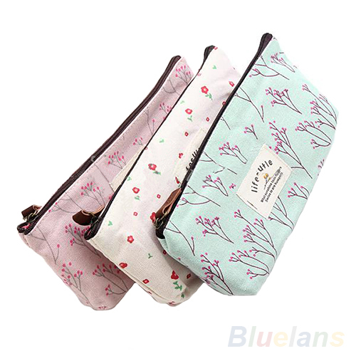 Neue Blume Floral Bleistift feder Kasten kosmetische Make Up WerkzeugTasche Aufbewahrungstasche Geldbörse