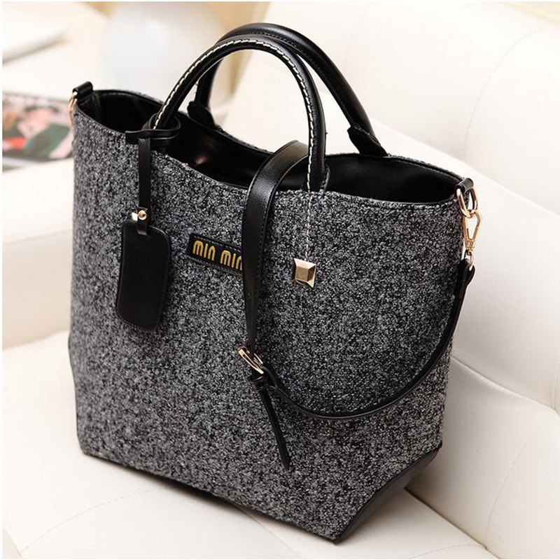 neue Mode Berühmte Marke Damen Eimer Retro Leder Handtasche Woolen Design Schultertasche für Damen Weibliche