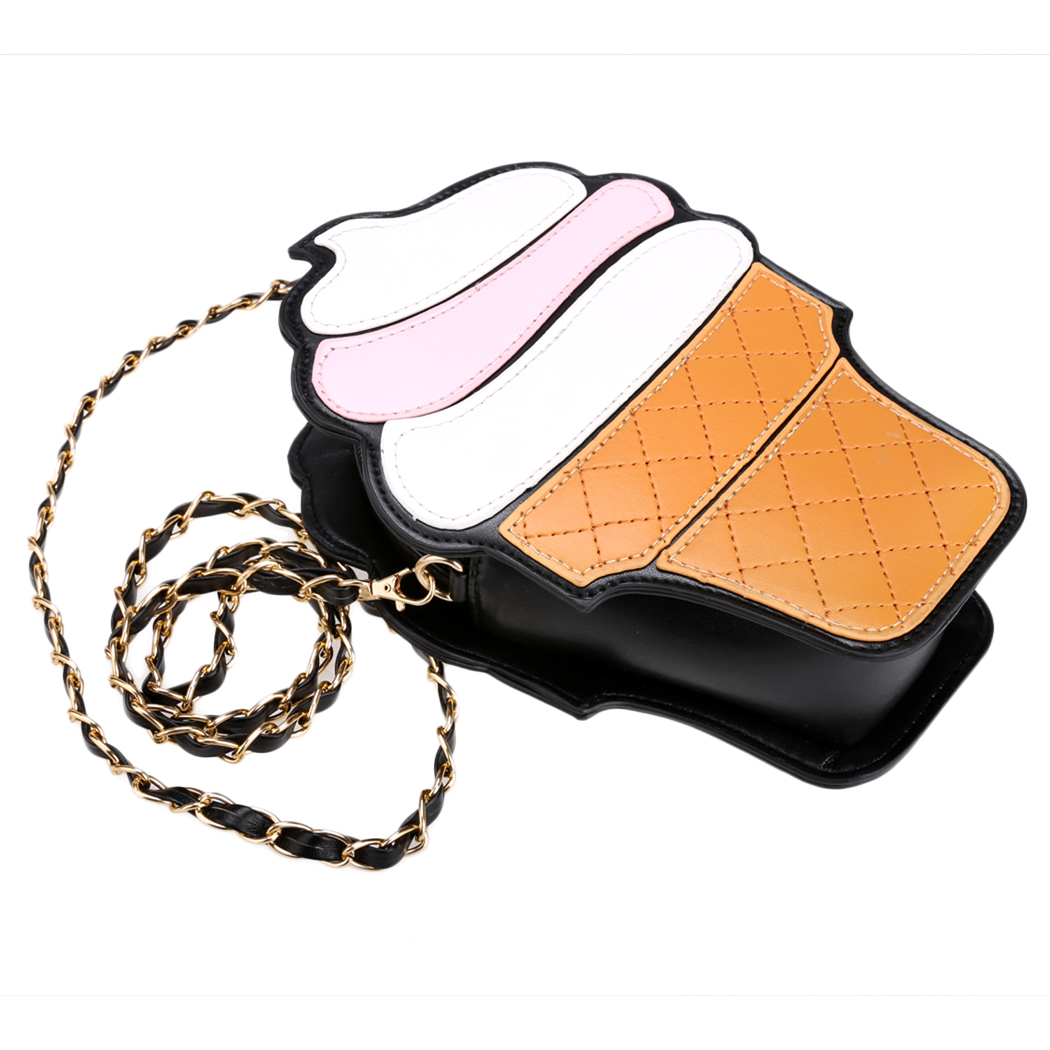 Niedlichen Cartoon Damen Eis Cupcake Form Mini Schultertasche MetallKette Mobilen Schlüssel Münze Messenger