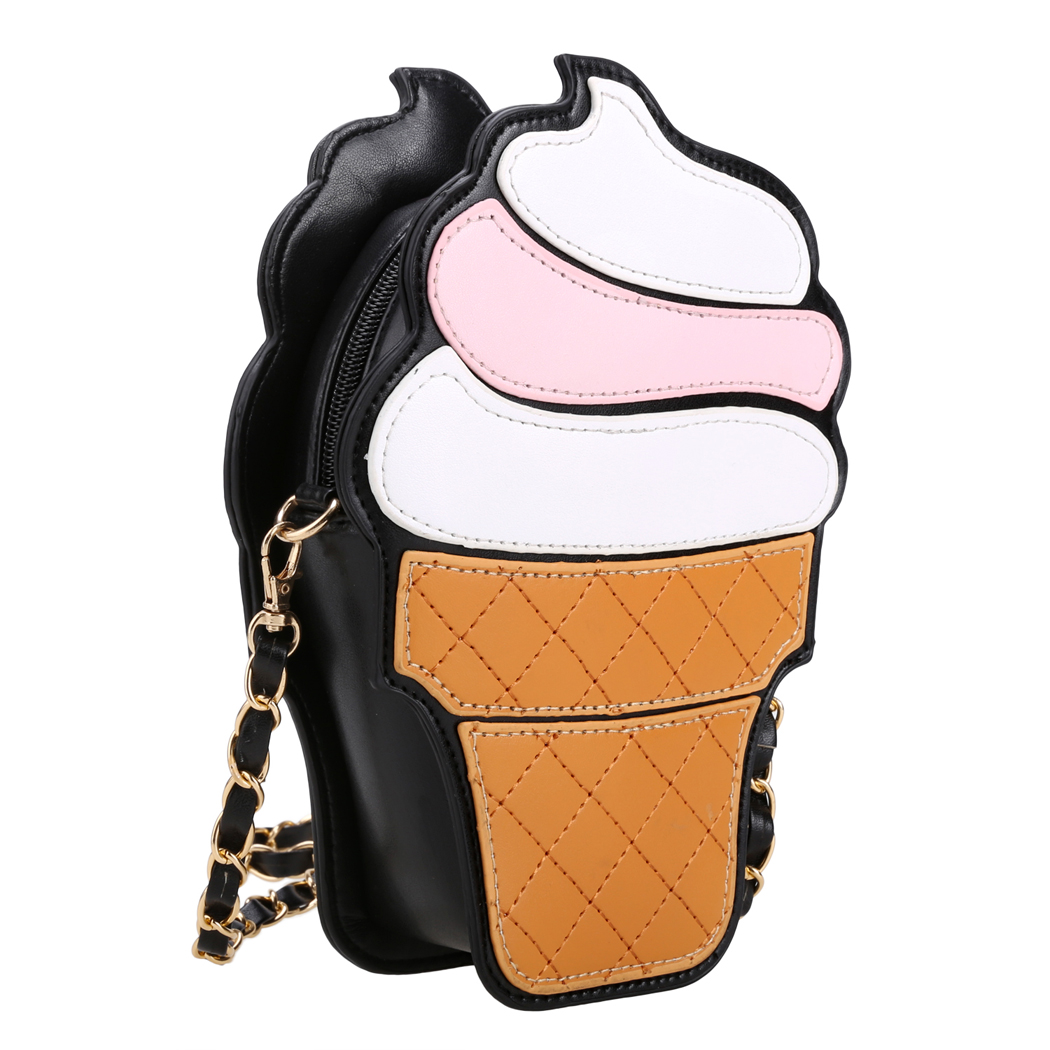 Niedlichen Cartoon Damen Eis Cupcake Form Mini Schultertasche MetallKette Mobilen Schlüssel Münze Messenger