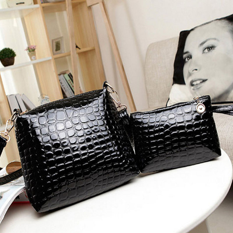 2 stück Damen Taschen neue Mode Tasche Handtaschen Mode Handtaschen Messenger Schultertasche Krokodil PU Leder