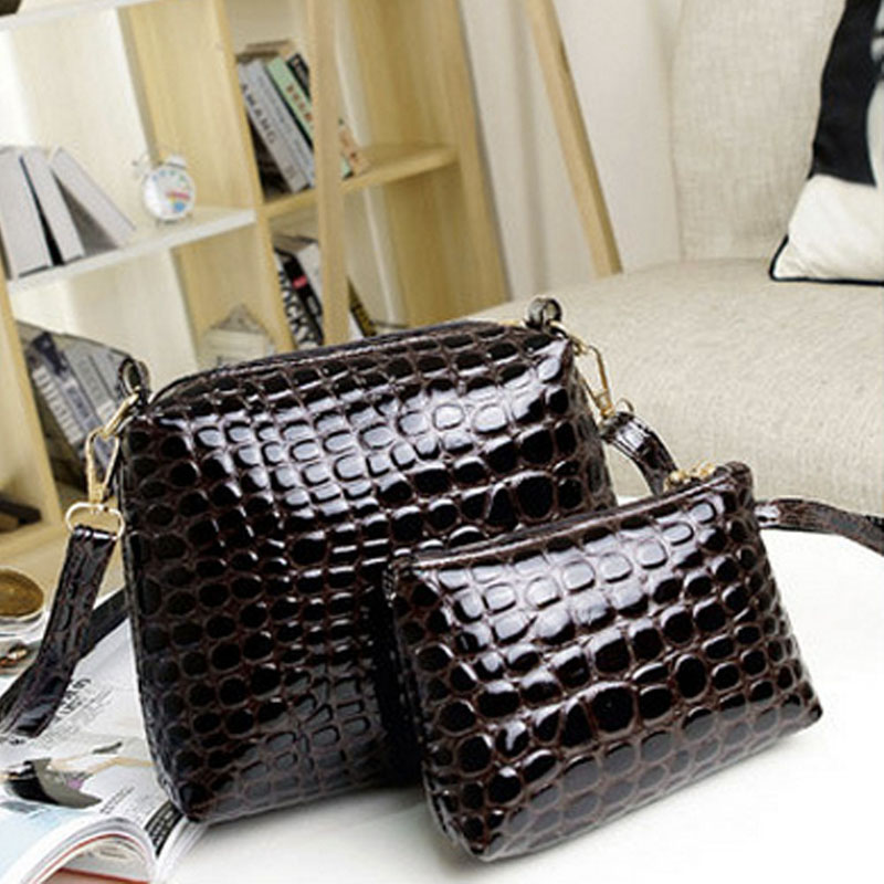 2 stück Damen Taschen neue Mode Tasche Handtaschen Mode Handtaschen Messenger Schultertasche Krokodil PU Leder