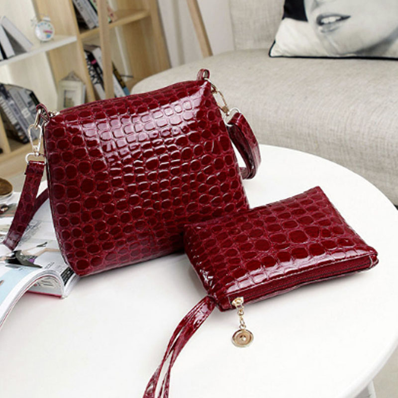 2 stück Damen Taschen neue Mode Tasche Handtaschen Mode Handtaschen Messenger Schultertasche Krokodil PU Leder
