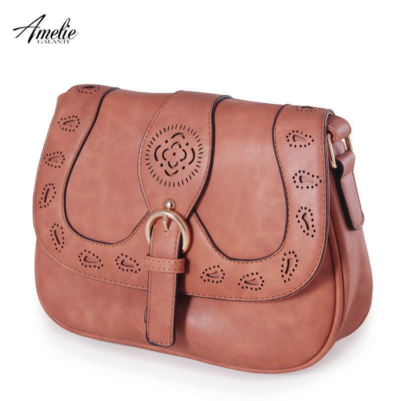 Heißer Damen Leder Aushöhlen beiläufige Schulterbeutel Fashion solid PU Crossbody Handtasche