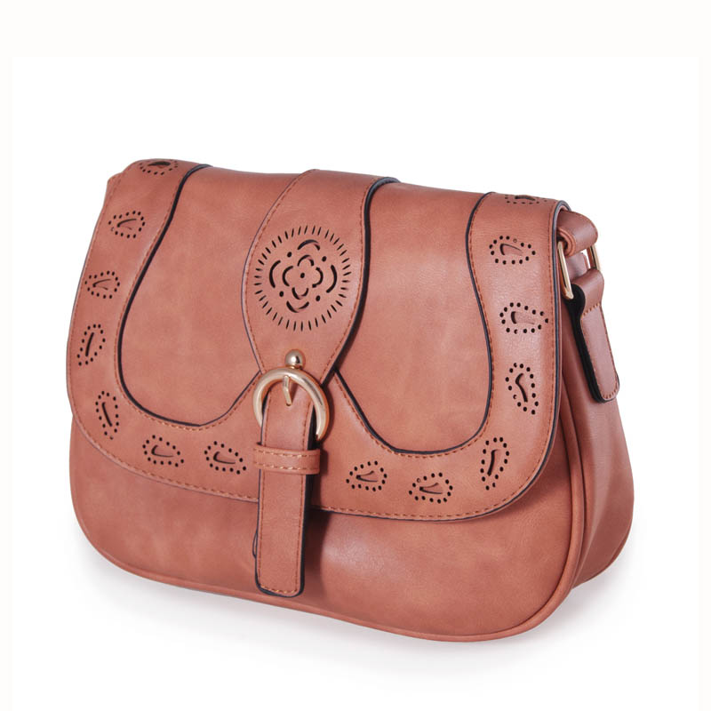 Heißer Damen Leder Aushöhlen beiläufige Schulterbeutel Fashion solid PU Crossbody Handtasche