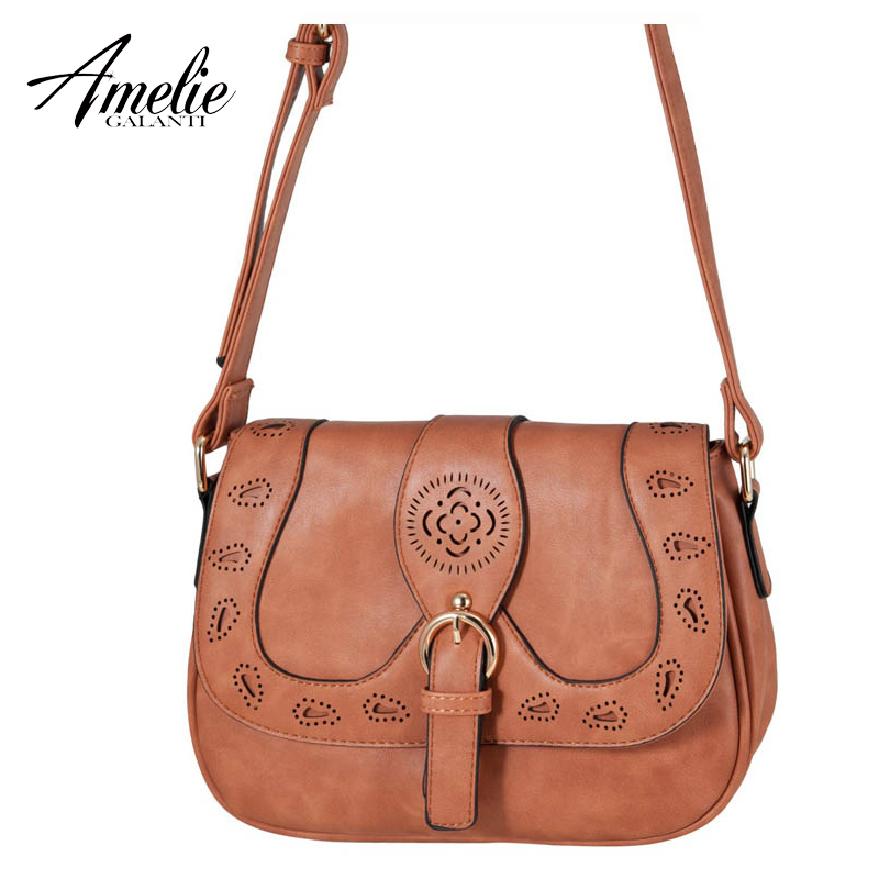 Heißer Damen Leder Aushöhlen beiläufige Schulterbeutel Fashion solid PU Crossbody Handtasche