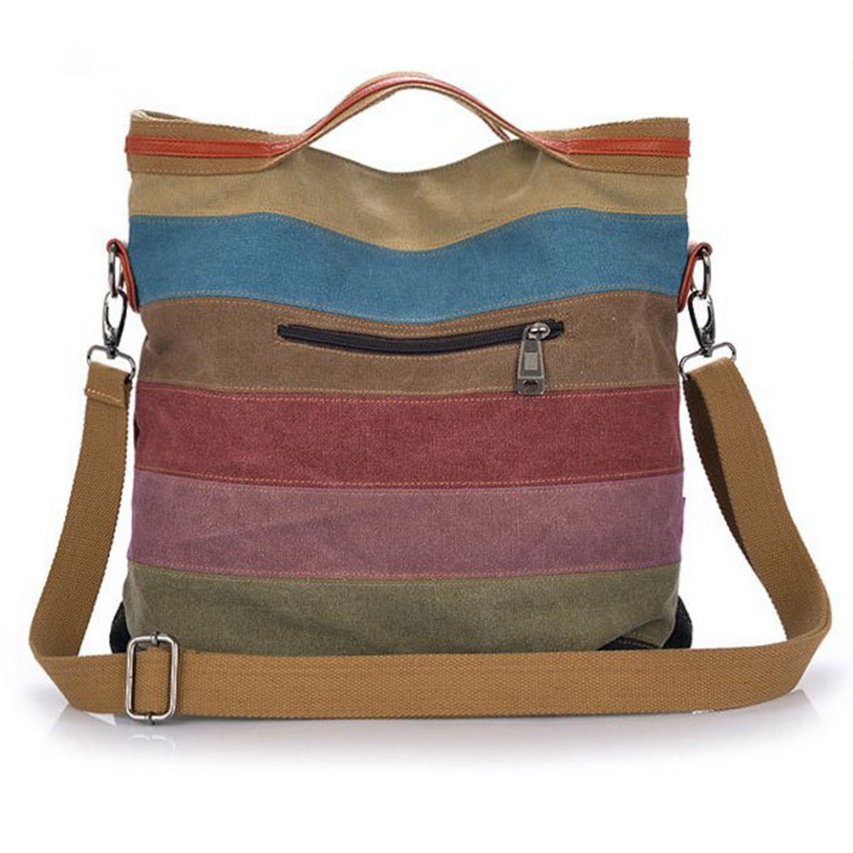 Mode Damen Streifen Handtasche Leinwand Umhängetasche Messenger Crossbody Taschen Satchel Hit Farbe gestreift