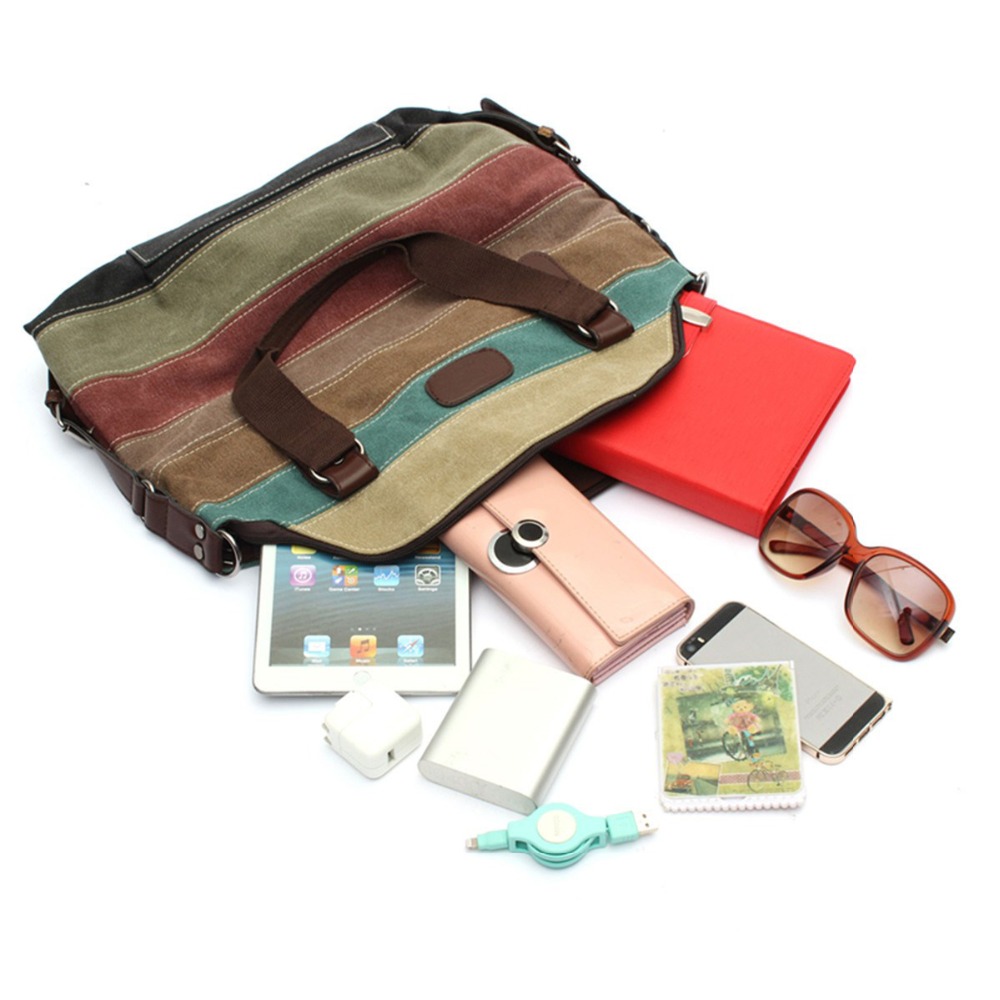 Mode Damen Streifen Handtasche Leinwand Umhängetasche Messenger Crossbody Taschen Satchel Hit Farbe gestreift