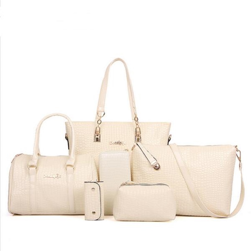 6 Teile satz Damen Handtasche Krokoprägung Composite Taschen Stein Damen Messenger Bags Umhängetasche