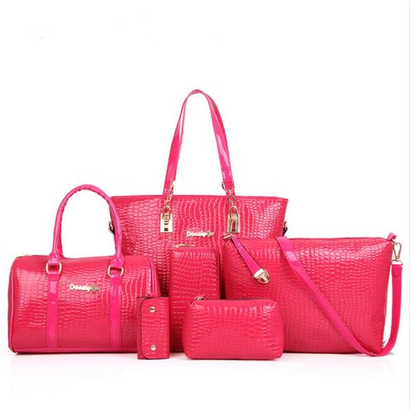 6 Teile satz Damen Handtasche Krokoprägung Composite Taschen Stein Damen Messenger Bags Umhängetasche