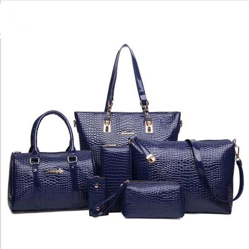 6 Teile satz Damen Handtasche Krokoprägung Composite Taschen Stein Damen Messenger Bags Umhängetasche