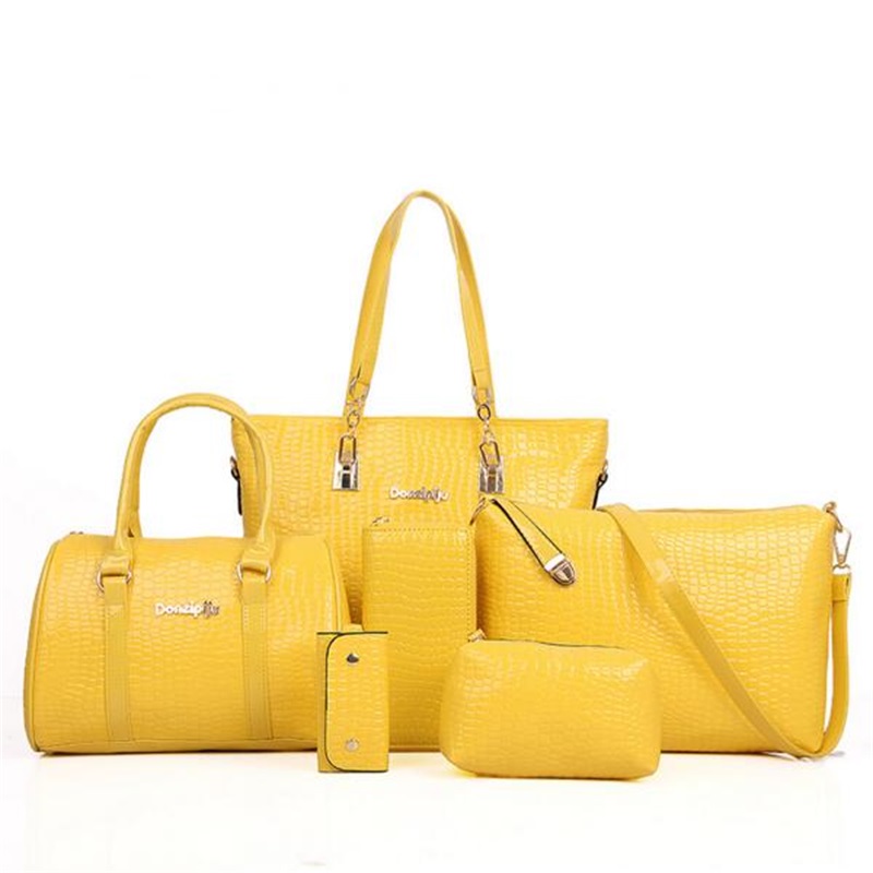 6 Teile satz Damen Handtasche Krokoprägung Composite Taschen Stein Damen Messenger Bags Umhängetasche