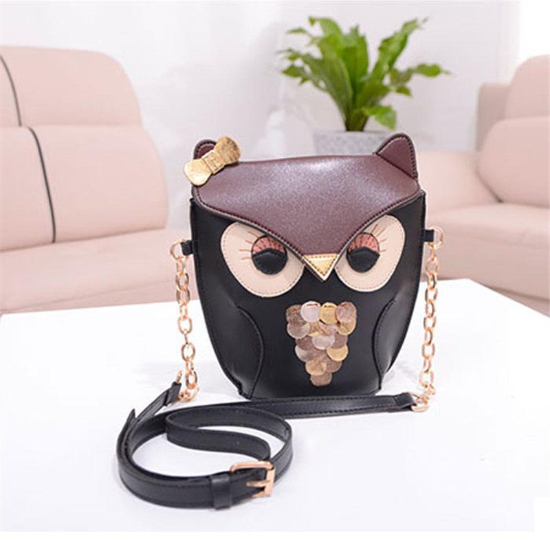 Kuss der Göttin neue Art Und Weise Nette Eulendruck Tasche für Damen PU Leder Schultaschen schulter Messenger