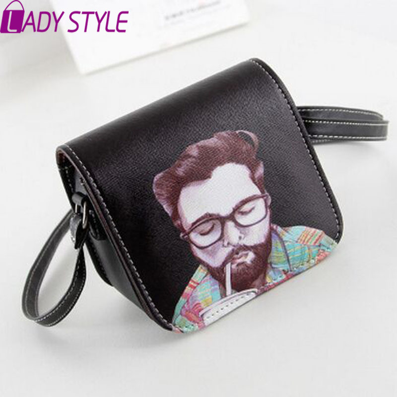 Bolsos Carteras Mujer Damen Messenger Bags Pu Leder Cat Tragen Große Gläser Drucken Schulter Handtaschen