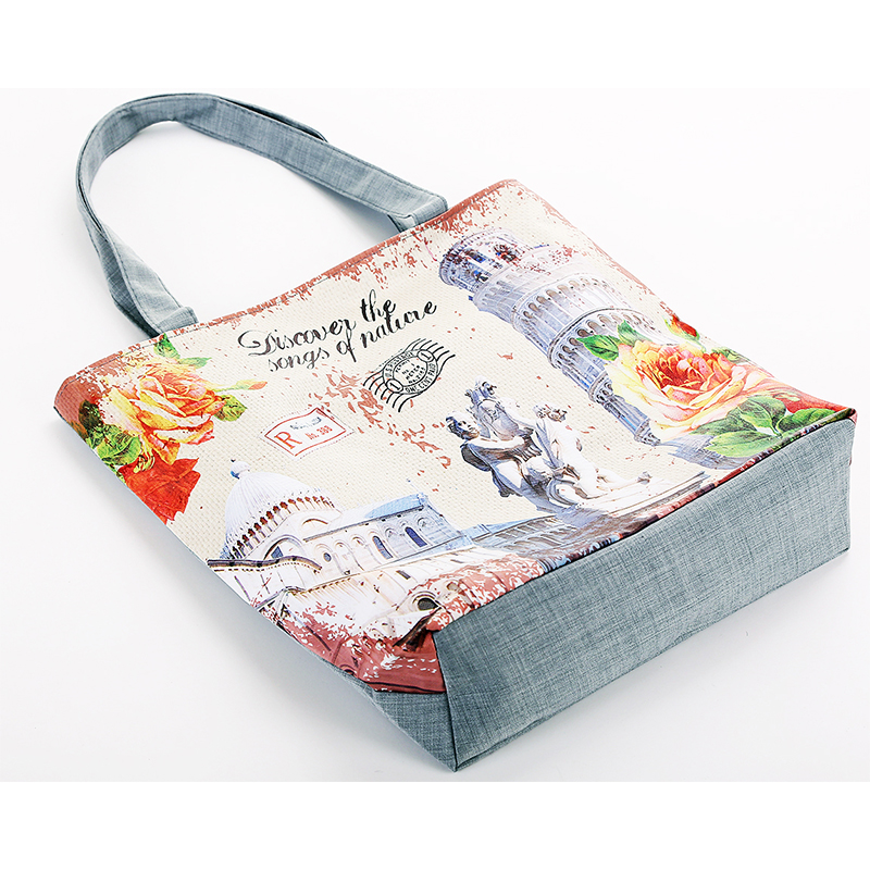 neuankömmling weiblichen leinwand tote europäischen stil mode drucken Damen Handtasche leinwand strand Taschen