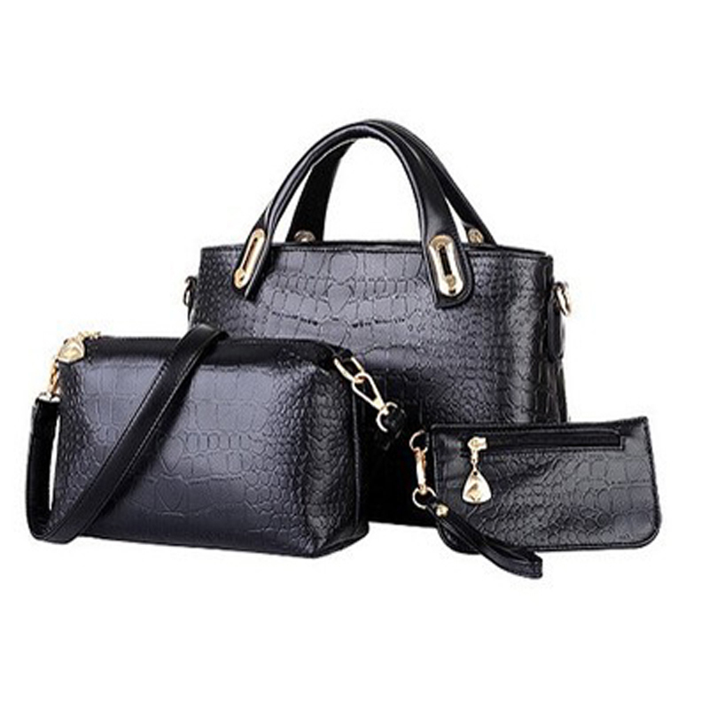 3 teile satz Neue PU Leder Vintage Damen Handtasche Set Mode Trendy Tote Umhängetaschen Cross body Messenger Bags