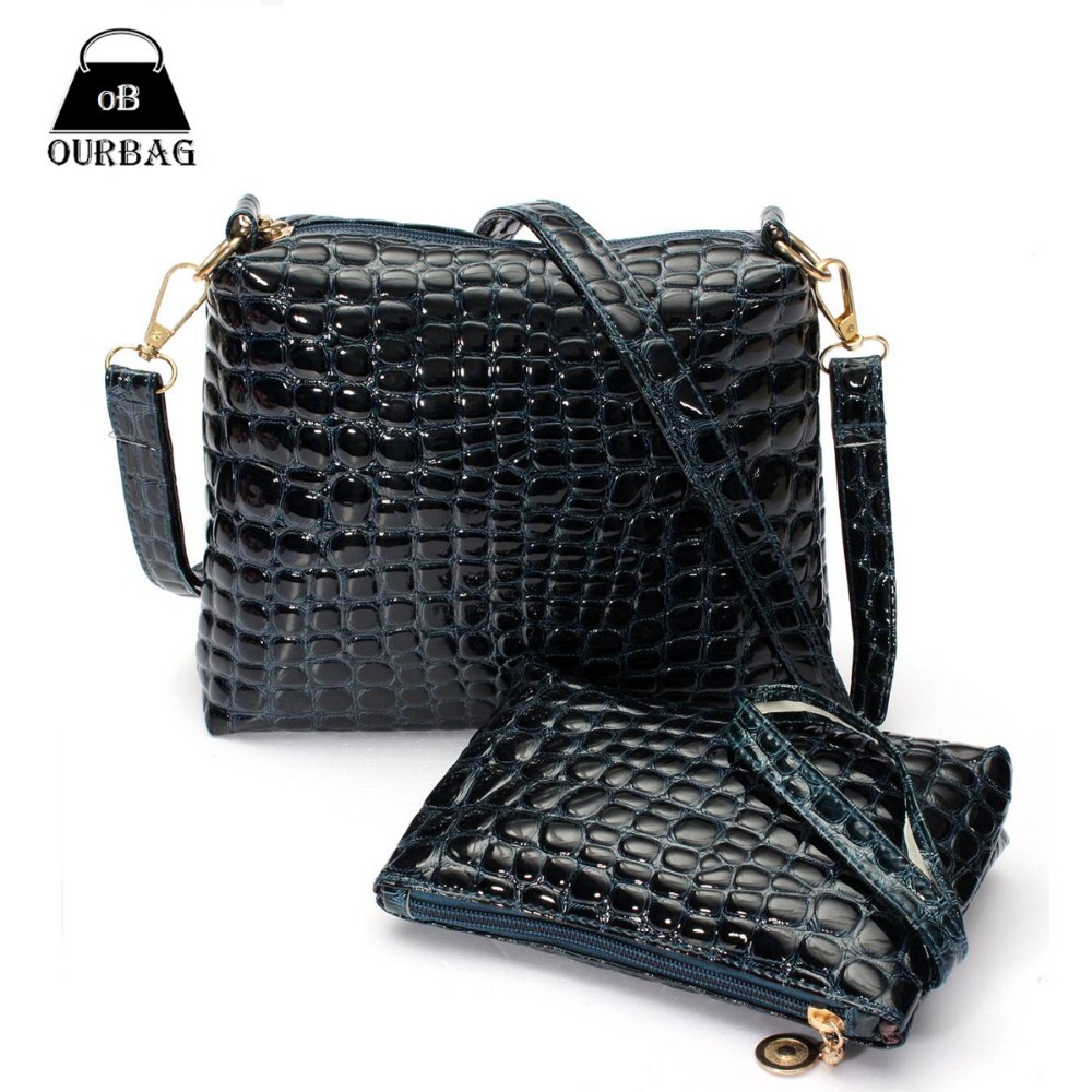 2 stück Tasche Set Damen Messenger Schultertasche Krokodil Pu Leder Lässig Gesteppte Taschen Set Damen