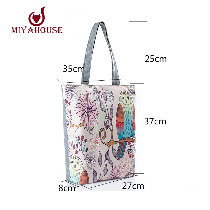 cartoon eule gedruckt casual tote mode Damen leinwand strand beutel weiblich leinwand Handtasche täglich