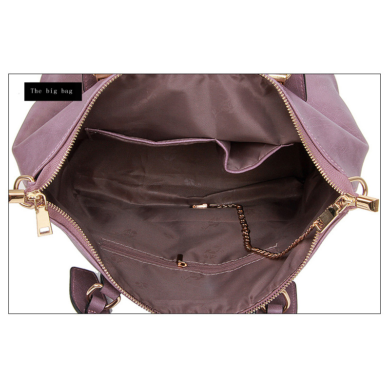 3 Teile satz Vintage Handtaschen Damen Messenger Bags Weiblichen Geldbörse Solide Schultertasche Büro Damen