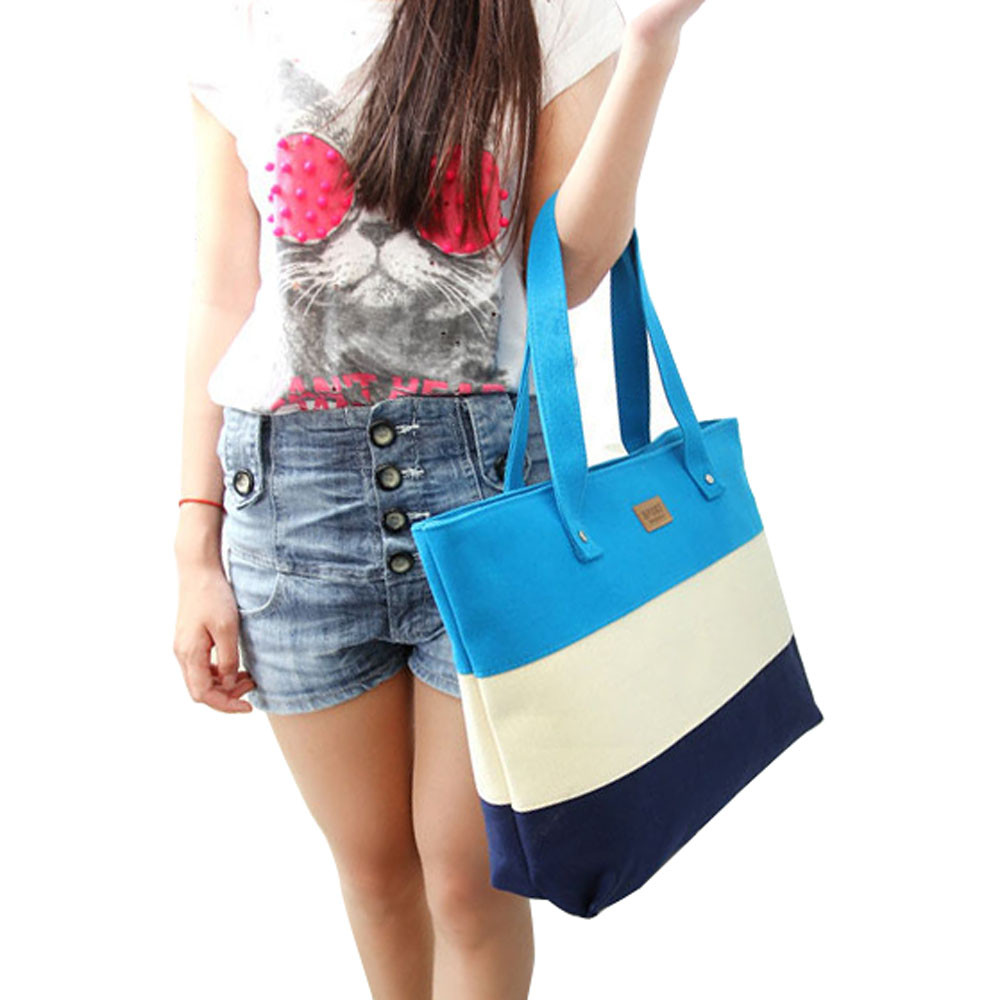 Damen Strand Tragetasche Mode Farbe Stripes Druck Handtaschen Damen Große Umhängetasche Lässig