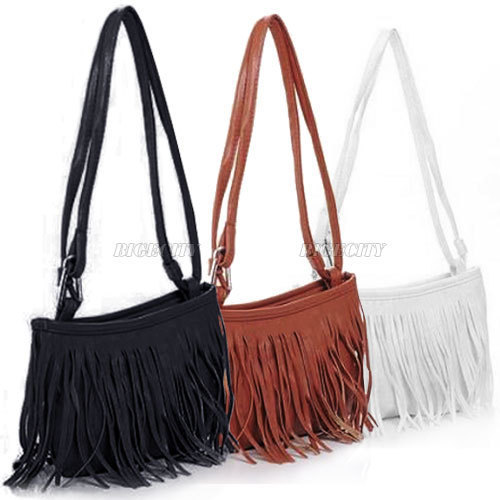 nette Mode Womens Vintage Faux WildLeder Fransen Quaste PU Ledertasche  Schulter Handtasche Crossbody Tasche