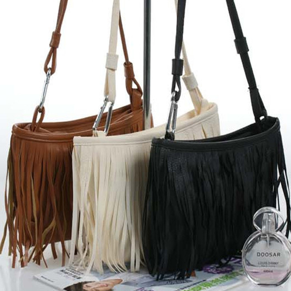 nette Mode Womens Vintage Faux WildLeder Fransen Quaste PU Ledertasche  Schulter Handtasche Crossbody Tasche